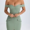 Rasine off-shoulder midilang kjole i khakigrønn