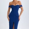 Rasine off-shoulder midilang kjole i True Navy