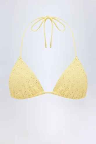 Recife Broderie Anglaise trekant-bikinitopp i sitrongul