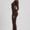 Regine Modal Ruched Backless Maxi Kjoler i sjokoladebrun