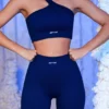 Ribbede sykkelshorts i marineblå