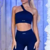 Ribbede sykkelshorts i marineblå