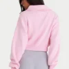 Ribbestrikket, kort sweatshirt med glidelås i blekrosa