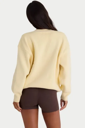 Ribbestrikket oversized genser i sitron