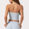 Ribbet jersey-bandeau-top i blå striper