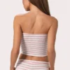 Ribbet jersey-bandeau-top i rosa striper