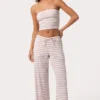 Ribbet jersey-bandeau-top i rosa striper