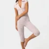 Ribbet jersey-capri-jumpsuit i rosa striper