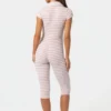 Ribbet jersey-capri-jumpsuit i rosa striper