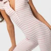 Ribbet jersey-capri-jumpsuit i rosa striper