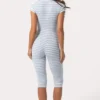 Ribbet jersey-capri-jumpsuit med blå striper