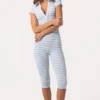 Ribbet jersey-capri-jumpsuit med blå striper