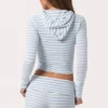 Ribbet jersey-cropped hettegenser i blå striper