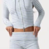 Ribbet jersey-cropped hettegenser i blå striper