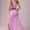 Romy asymmetrisk maxi-skjørt med rynker i Pink Orchid