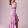 Romy asymmetrisk maxi-skjørt med rynker i Pink Orchid