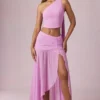Romy asymmetrisk maxi-skjørt med rynker i Pink Orchid