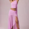 Romy asymmetrisk maxi-skjørt med rynker i Pink Orchid