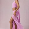 Romy asymmetrisk maxi-skjørt med rynker i Pink Orchid