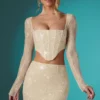 Romy pyntet bodycon-miniskjørt i blonder i elfenben