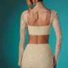 Romy pyntet bodycon-miniskjørt i blonder i elfenben