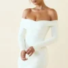 Rosanna off-shoulder minikjole med rynker i vanilje