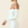 Rosanna off-shoulder minikjole med rynker i vanilje