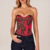 Rose Bandeau Lace-Up Corset Top  i Rose Leopard Print