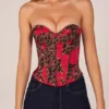 Rose Bandeau Lace-Up Corset Top  i Rose Leopard Print