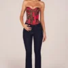 Rose Bandeau Lace-Up Corset Top  i Rose Leopard Print