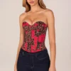 Rose Bandeau Lace-Up Corset Top  i Rose Leopard Print