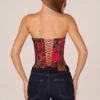 Rose Bandeau Lace-Up Corset Top  i Rose Leopard Print