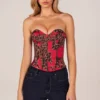Rose Bandeau Lace-Up Corset Top  i Rose Leopard Print