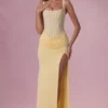 Rosina Mesh Draped Bridesmaid Kjole i Butter Yellow