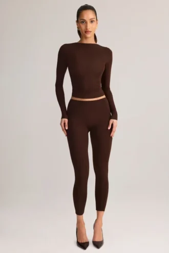 Roux Modal Mid-Rise Cropped Leggings i sjokoladebrun