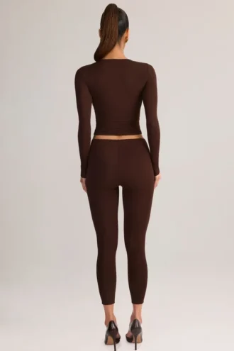 Roux Modal Mid-Rise Cropped Leggings i sjokoladebrun
