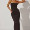 Ryatt rynket bodycon-maxikjole i svart