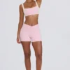 Rynkede minishorts i blekrosa melert
