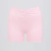 Rynkede minishorts i blekrosa melert
