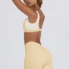 Rynkede minishorts i sitronmarmor