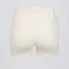 Rynket minishorts i elfenben melert