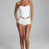 Sabrine Slinky Jersey Hotpants med lav midje i hvitt