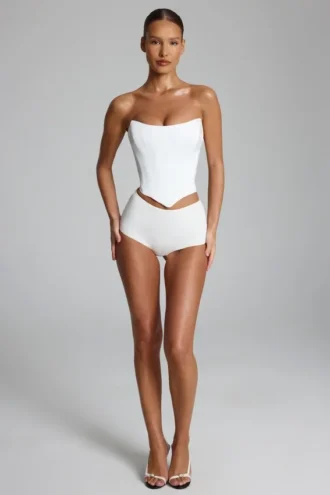 Sabrine Slinky Jersey Hotpants med lav midje i hvitt