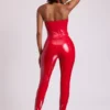 Samara vinylleggings med høy V-midje i Fire Red