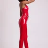 Samara vinylleggings med høy V-midje i Fire Red