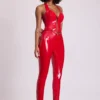 Samara vinylleggings med høy V-midje i Fire Red