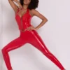 Samara vinylleggings med høy V-midje i Fire Red