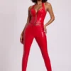 Samara vinylleggings med høy V-midje i Fire Red