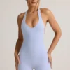 Shelly Modal ribbet ryggløs playsuit i lyseblå