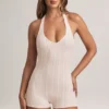 Shelly Modal ribbet ryggløs playsuit i stripeprint